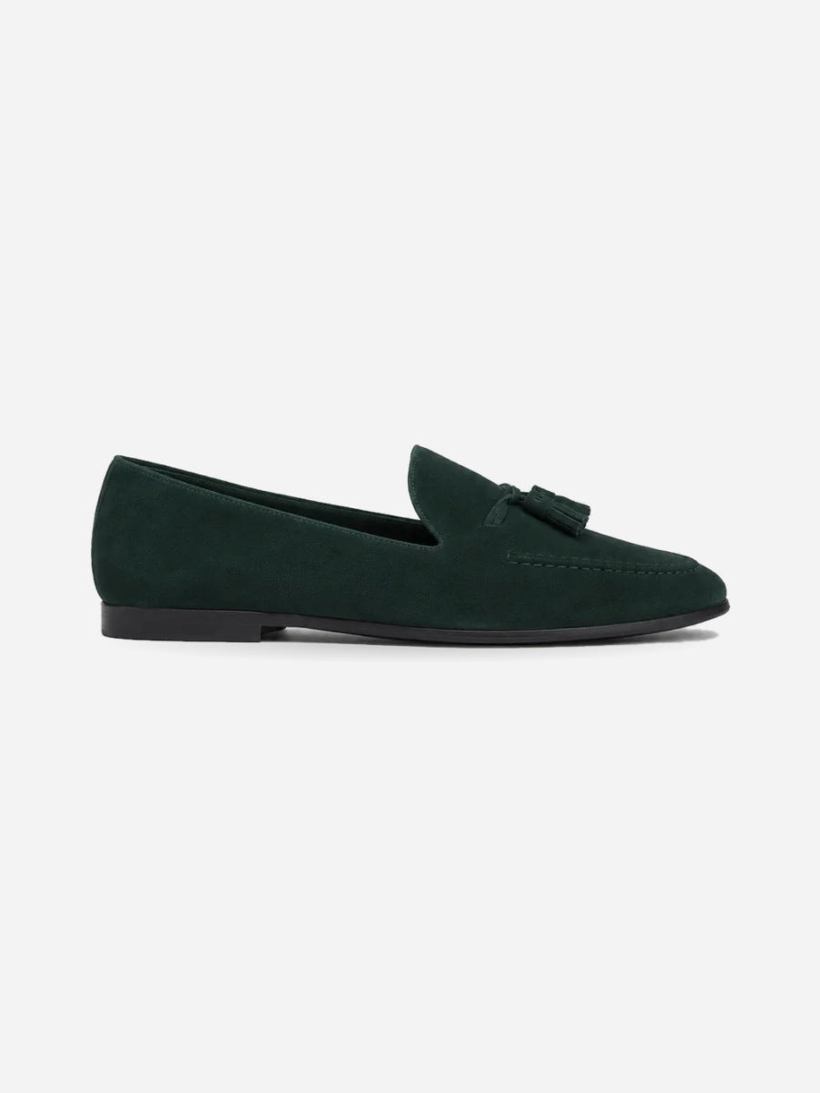 Enzo – Mocassin à pampilles homme – Vert — profil droit