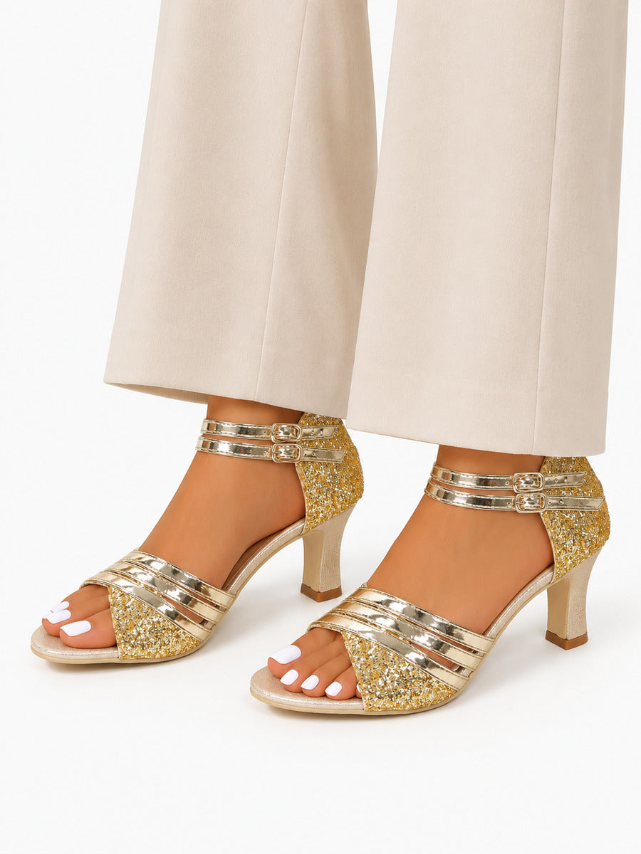 Esmée – Sandale de mariage femme – Doré — portée