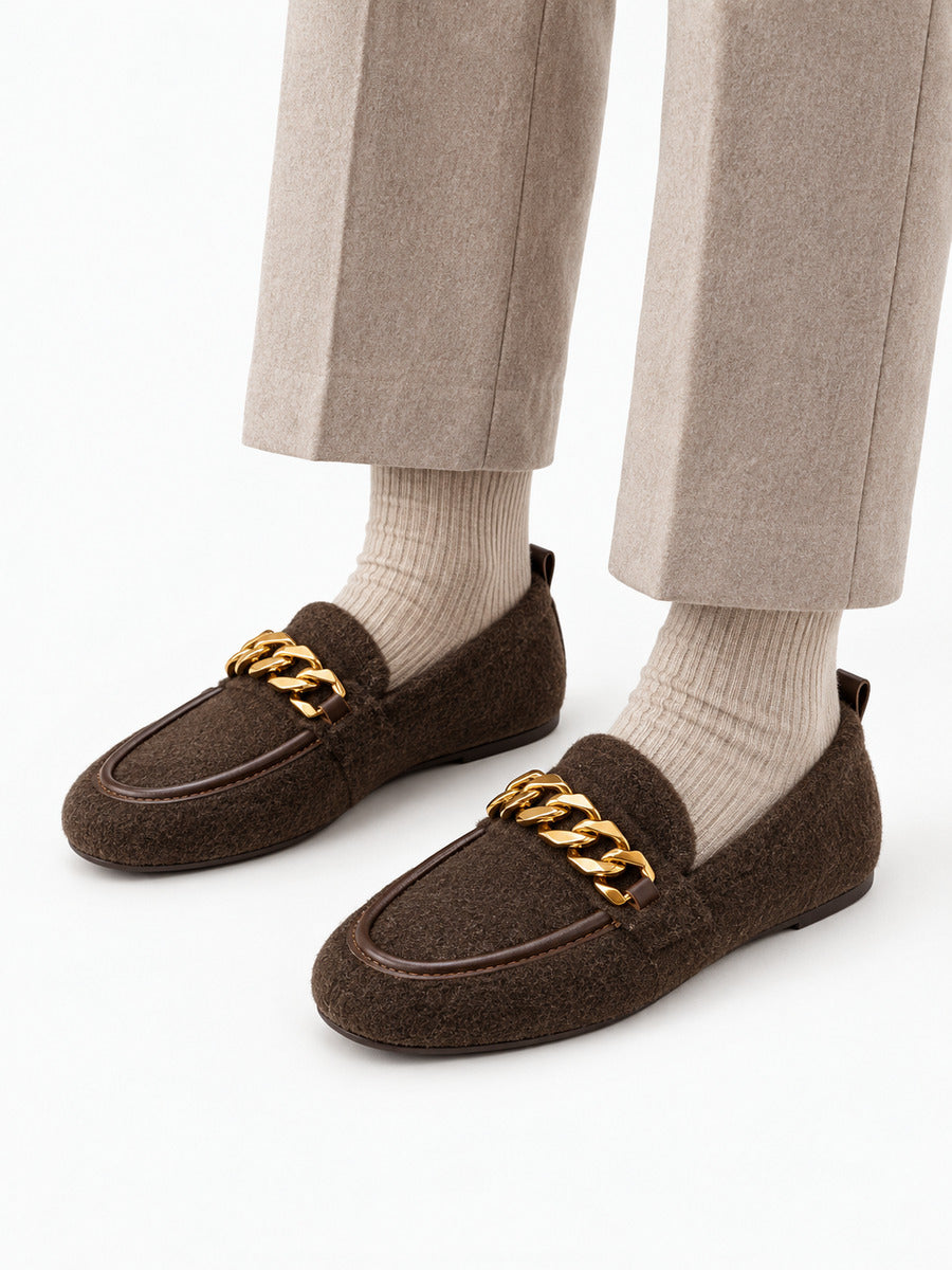 Estelle – Mocassin en daim femme – Marron foncé