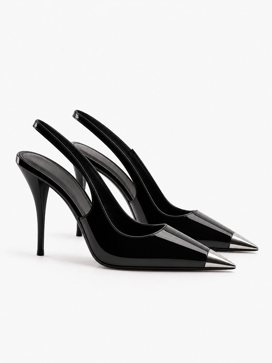 Eugénie – Escarpin à talon carré et métal femme — paire 3/4