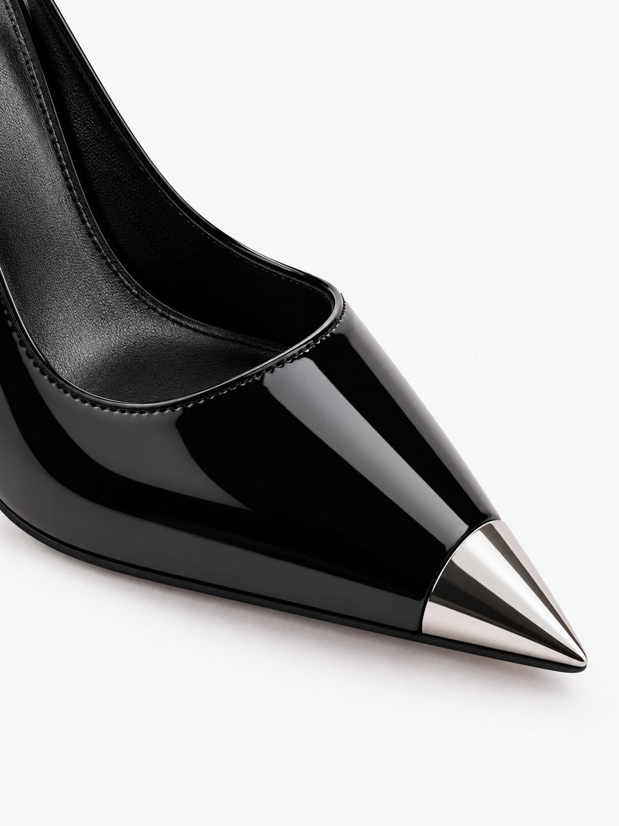 Eugénie – Escarpin à talon carré et métal femme — détail