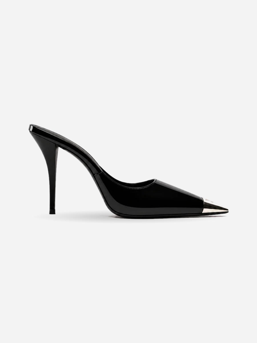 Eugénie – Escarpin à talon carré et métal femme – Noir — talon 9 cm