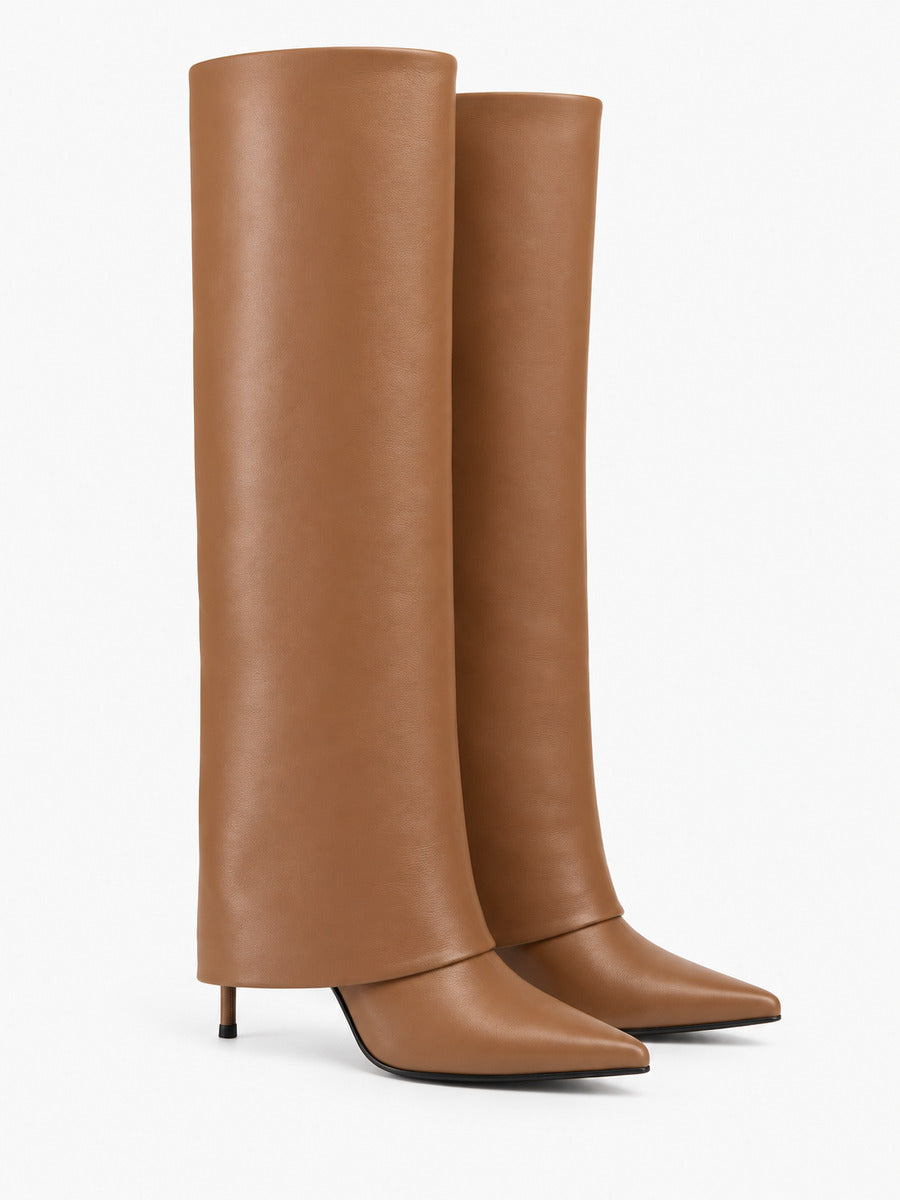 Eva – Botte haute en cuir noire femme — paire 3/4