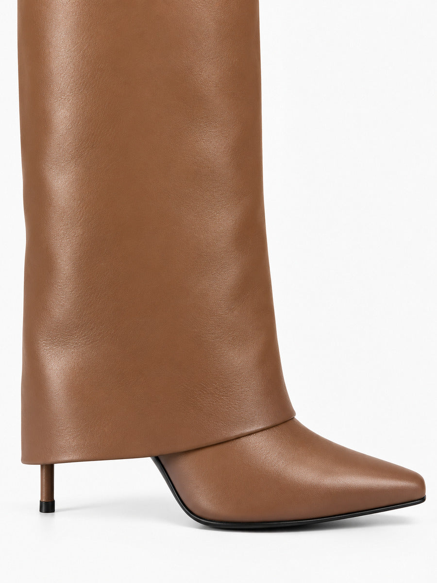 Eva – Botte haute en cuir noire femme — détail