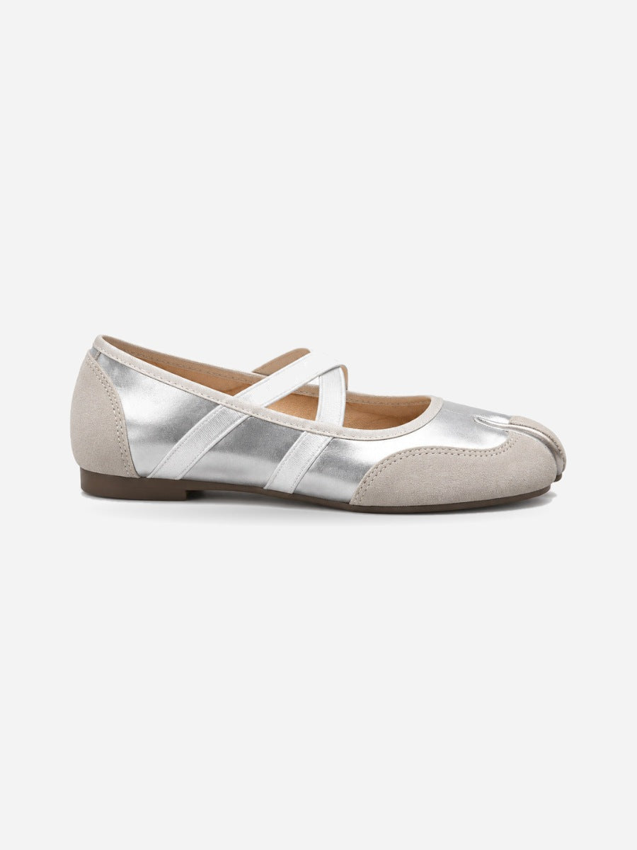 Fabienne – Ballerine Tabi femme – Gris — profil droit