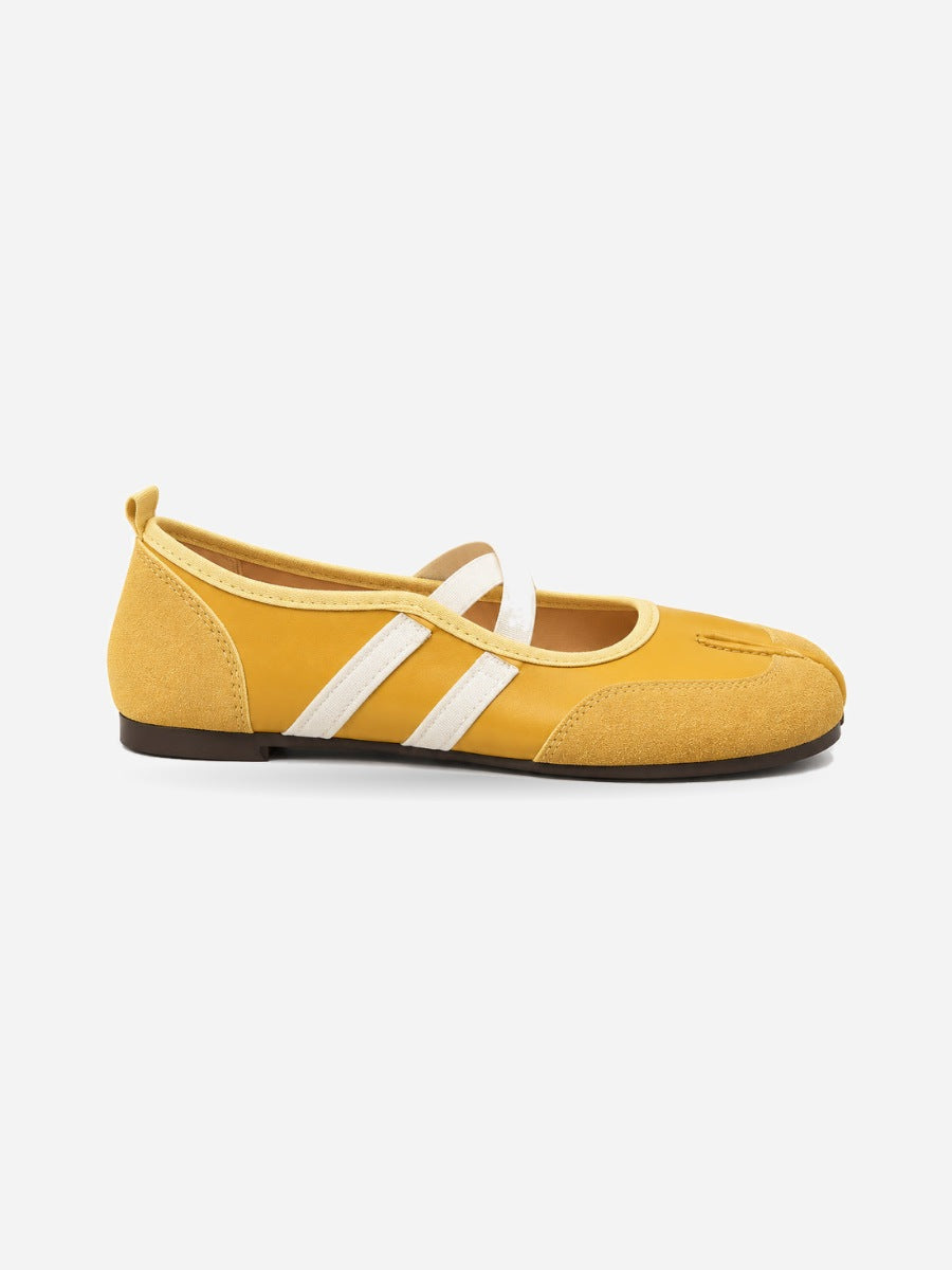 Fabienne – Ballerine Tabi femme – Jaune — profil droit