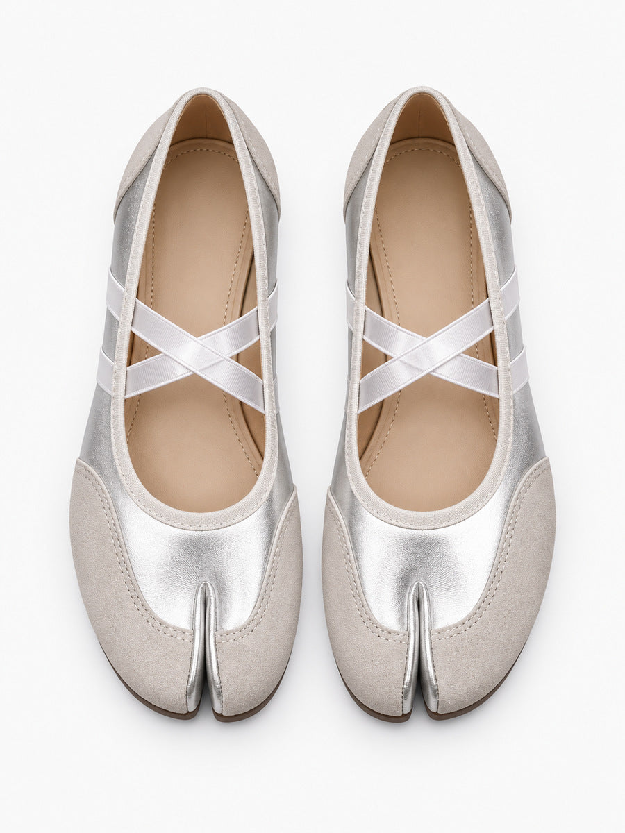 Fabienne – Ballerine Tabi femme – Gris — dessus