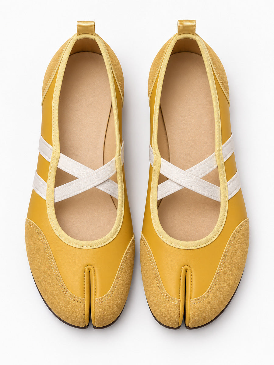 Fabienne – Ballerine Tabi femme – Jaune — dessus