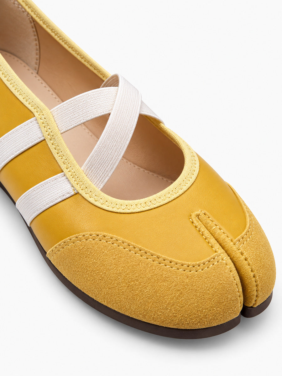 Fabienne – Ballerine Tabi femme – Jaune — détail