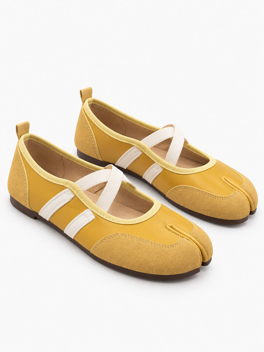 Fabienne – Ballerine Tabi femme – Jaune — trois quarts
