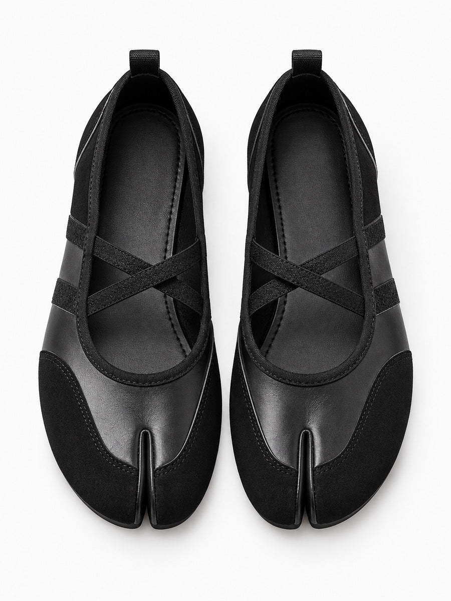 Fabienne – Ballerine Tabi femme – Noir — dessus