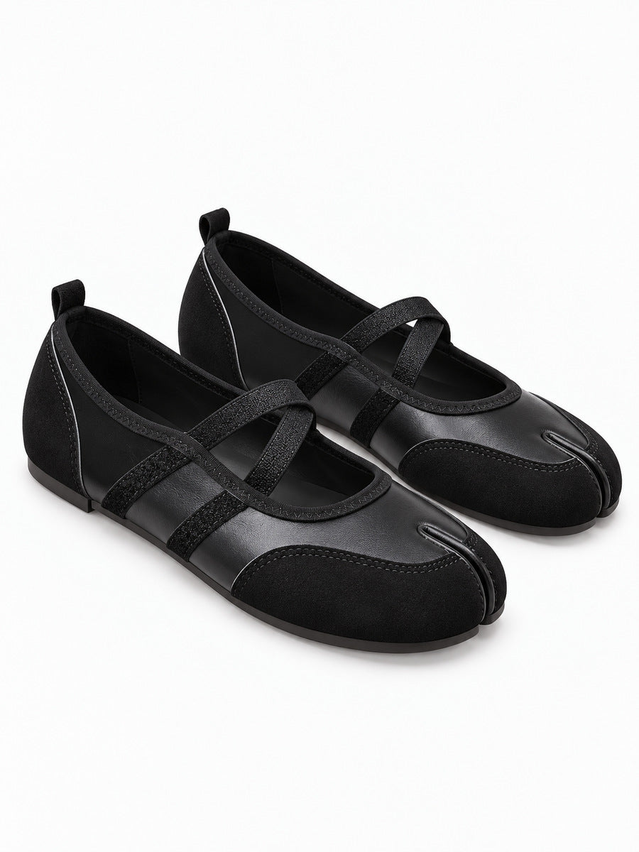 Fabienne – Ballerine Tabi femme – Noir — trois quarts