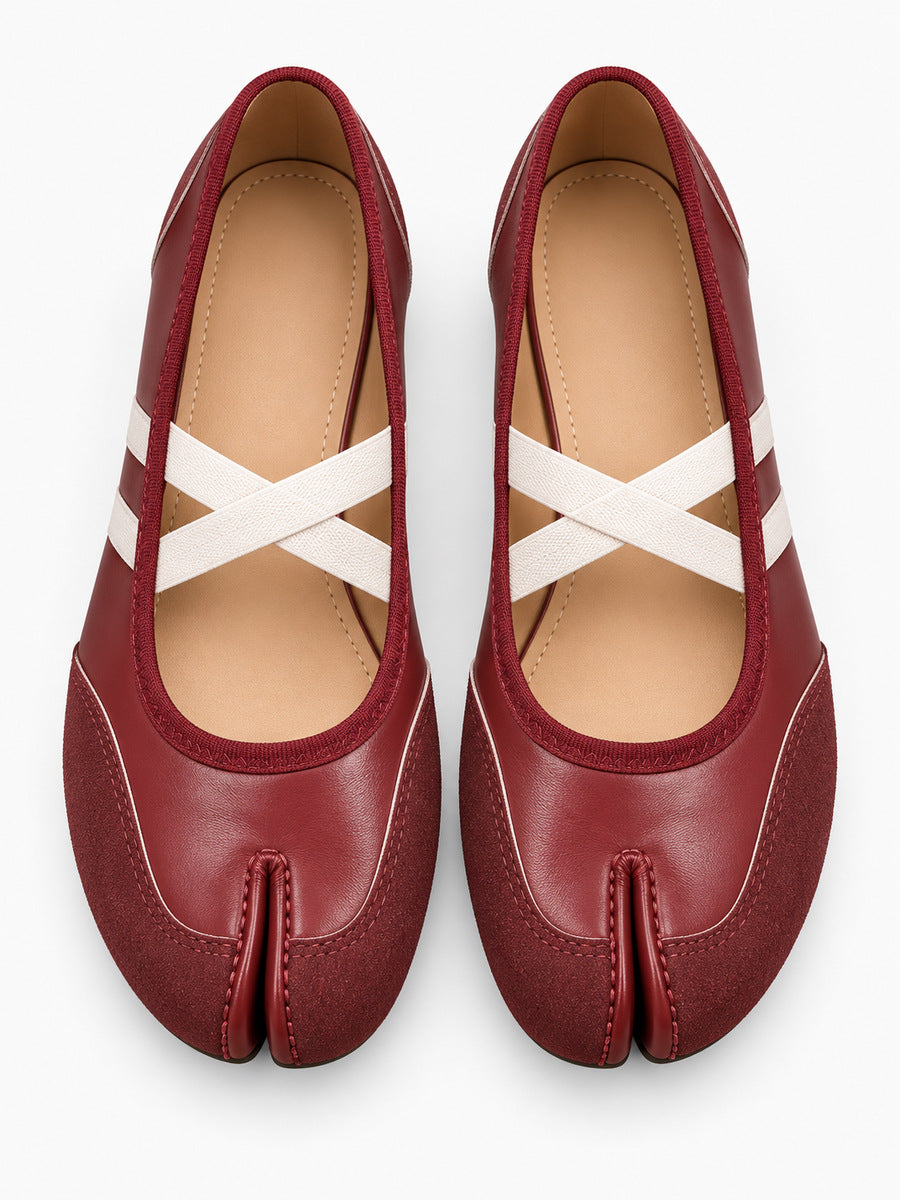 Fabienne – Ballerine Tabi femme – Rouge — dessus