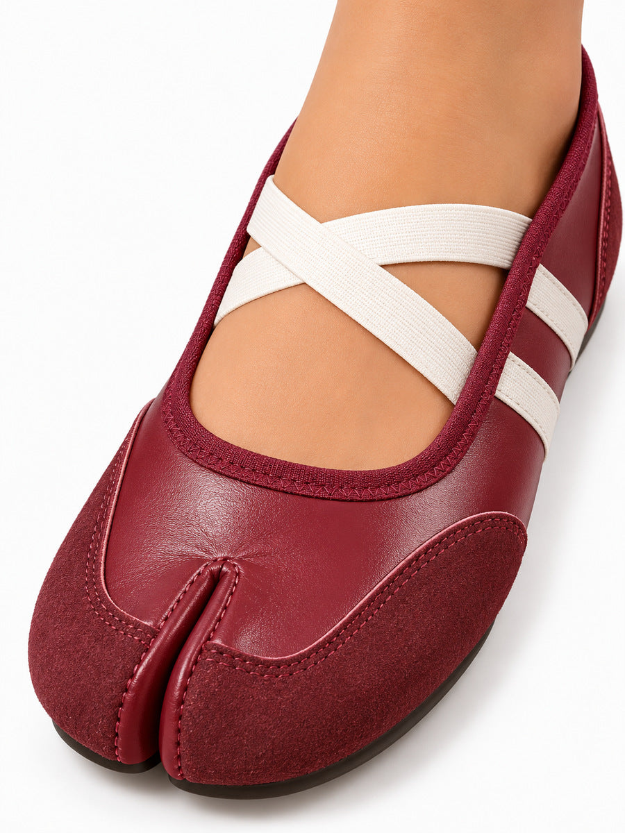 Fabienne – Ballerine Tabi femme – Rouge — détail