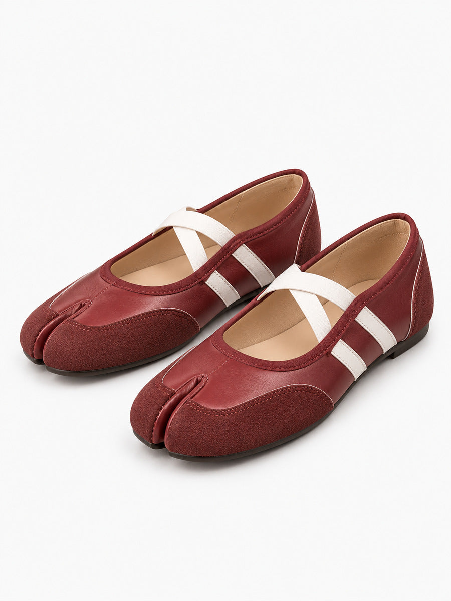 Fabienne – Ballerine Tabi femme – Rouge — trois quarts