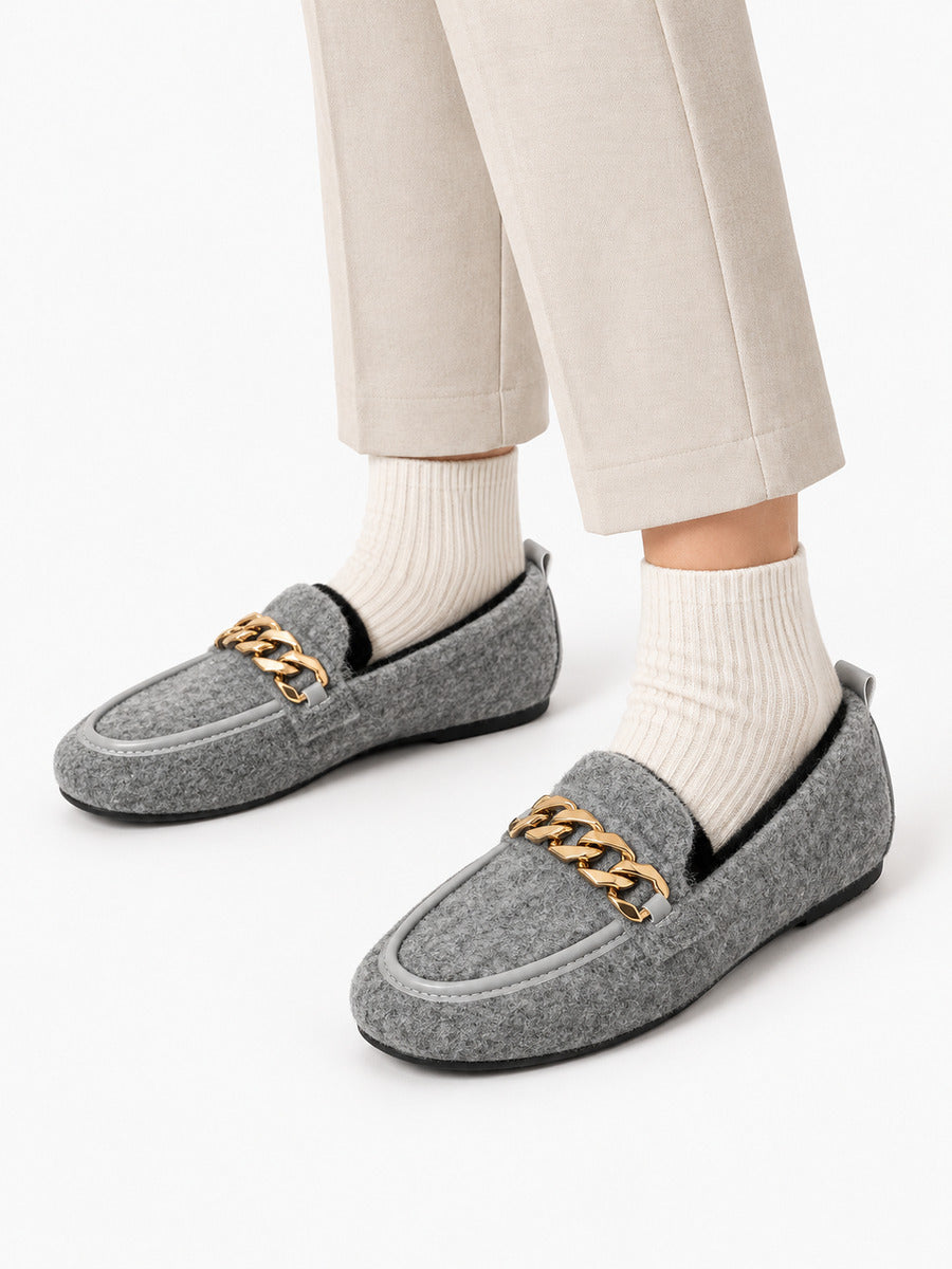 Fantine – Mocassin en daim femme – Gris