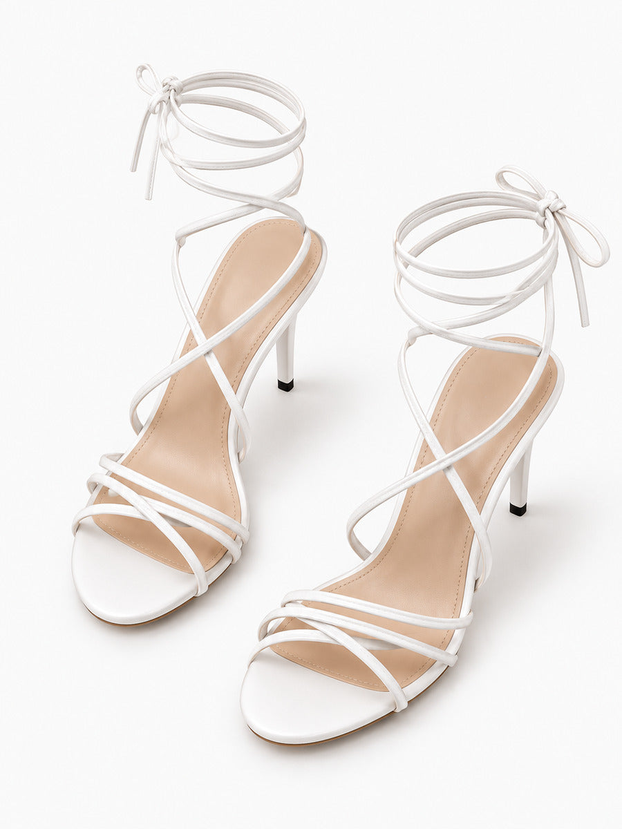 Faustine – Sandale à lanières femme – Blanc — dessus