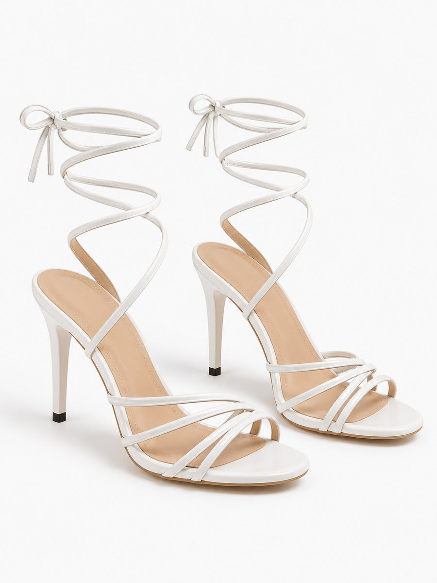 Faustine – Sandale à lanières femme – Blanc — trois quarts