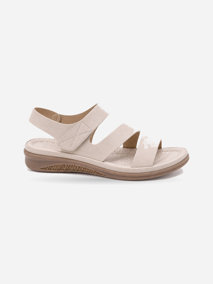Fiona – Sandale compensée romaine femme – Beige — profil droit