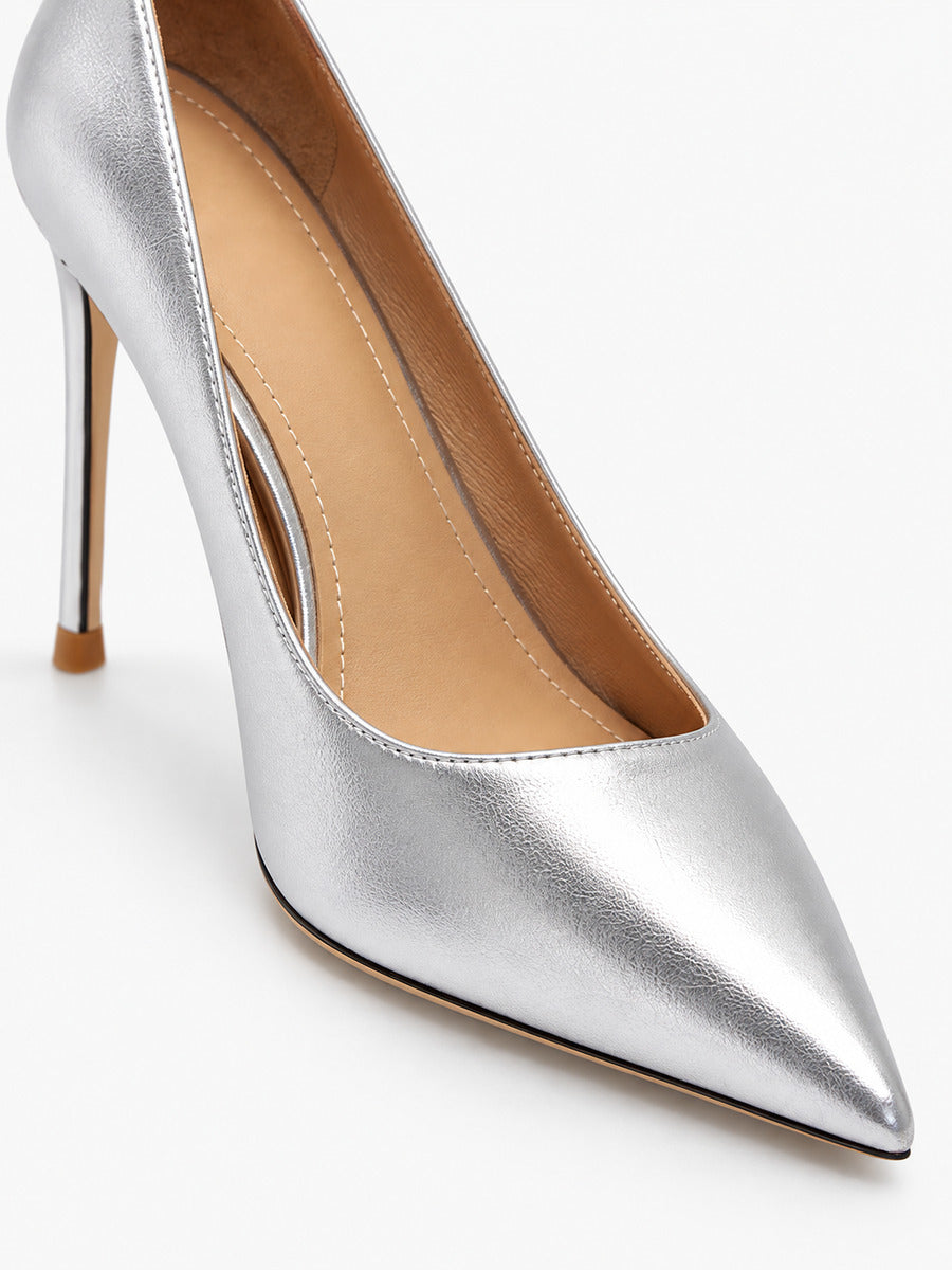Florence – Escarpin à talon fin femme – Argenté — détail