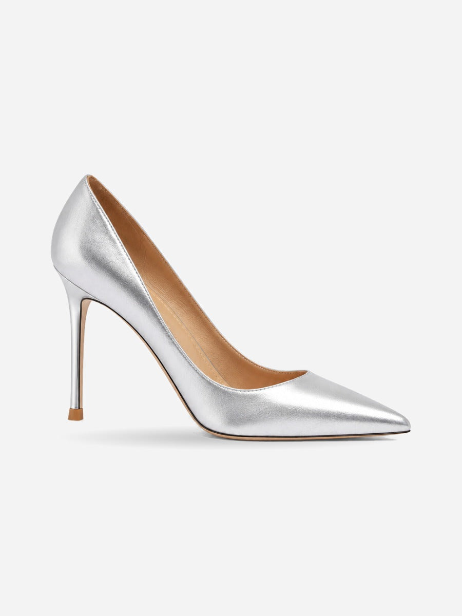 Florence – Escarpin à talon fin femme – Argenté — profil droit