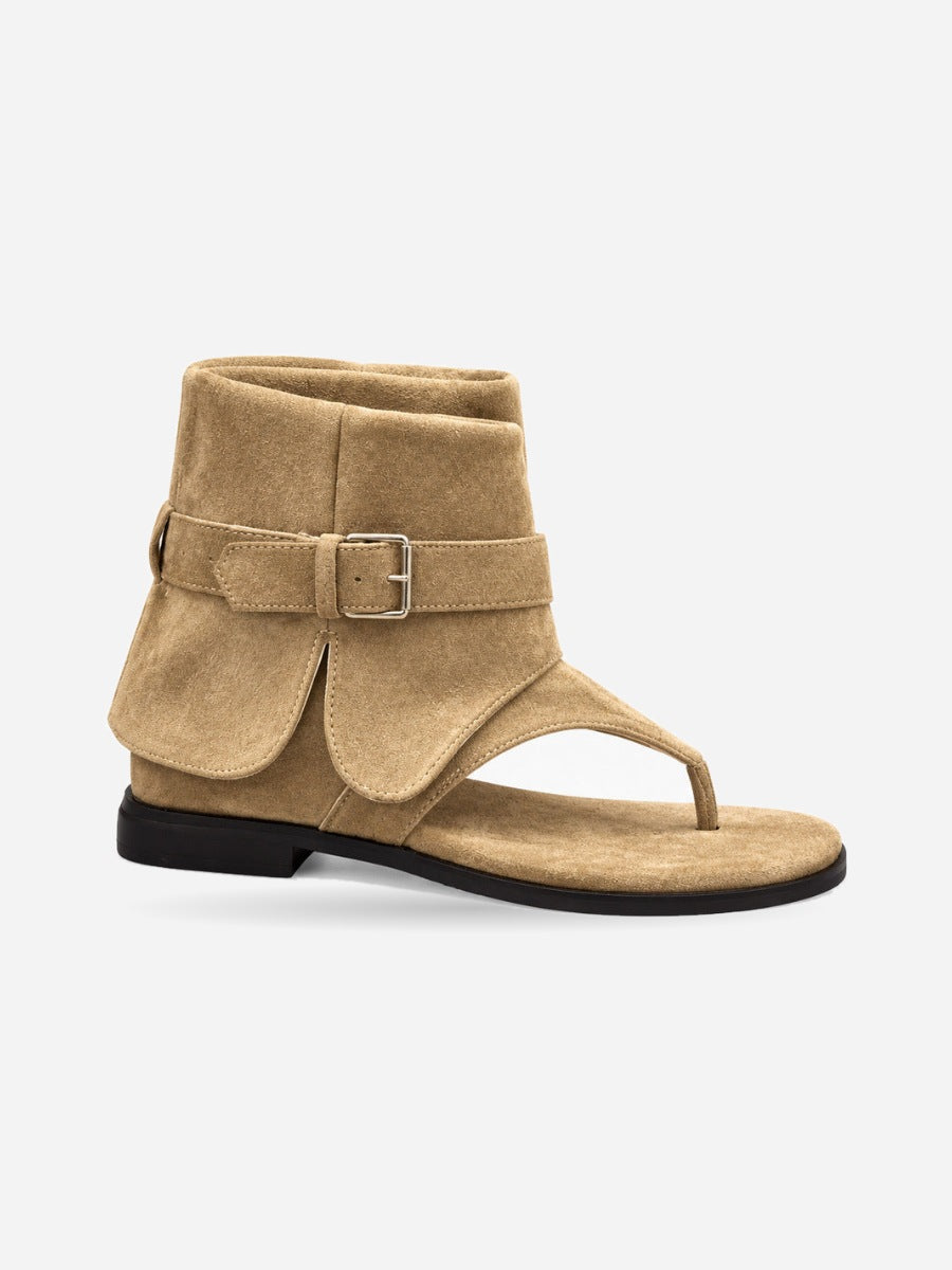 Françoise – Bottine plate femme – Kaki — profil droit