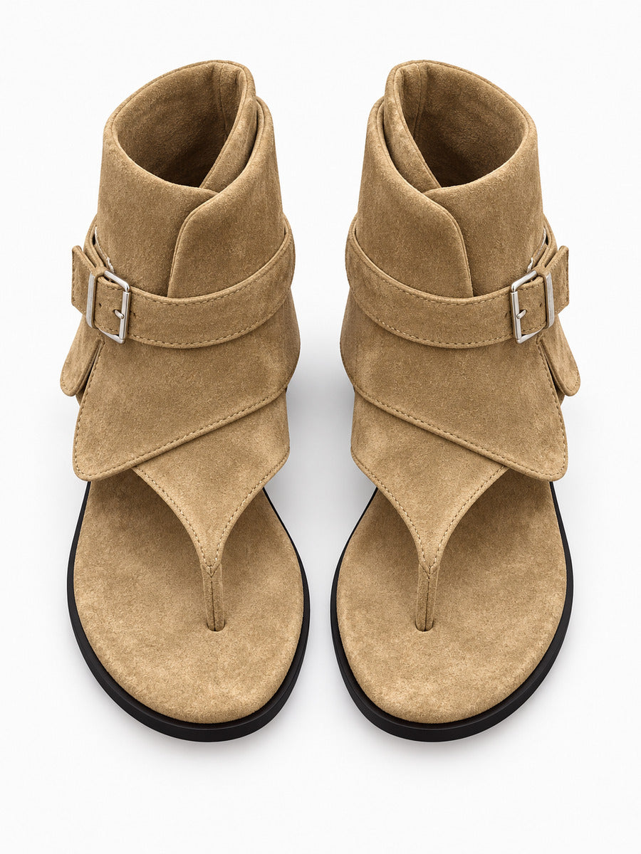 Françoise – Bottine plate femme – Kaki — dessus