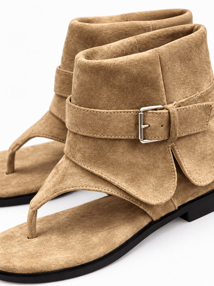 Françoise – Bottine plate femme – Kaki — détail