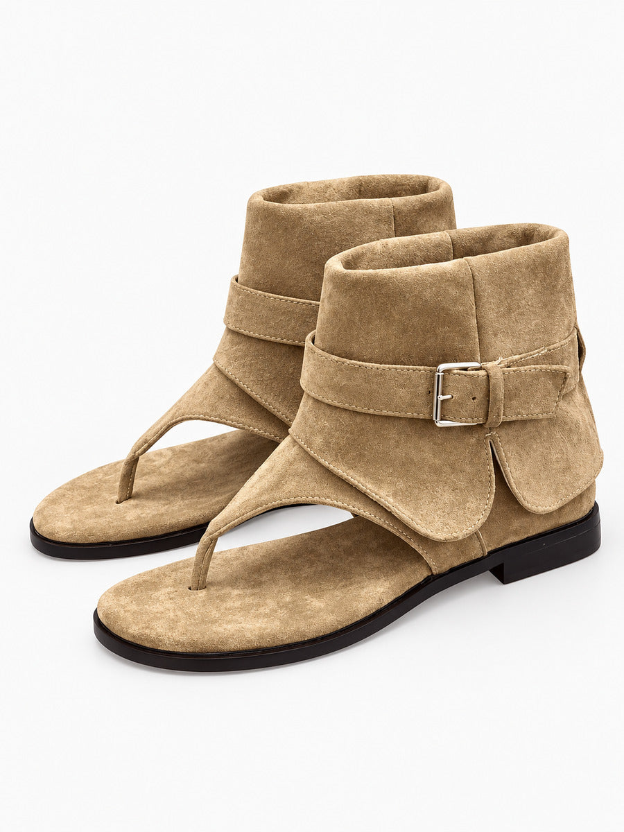 Françoise – Bottine plate femme – Kaki — trois quarts
