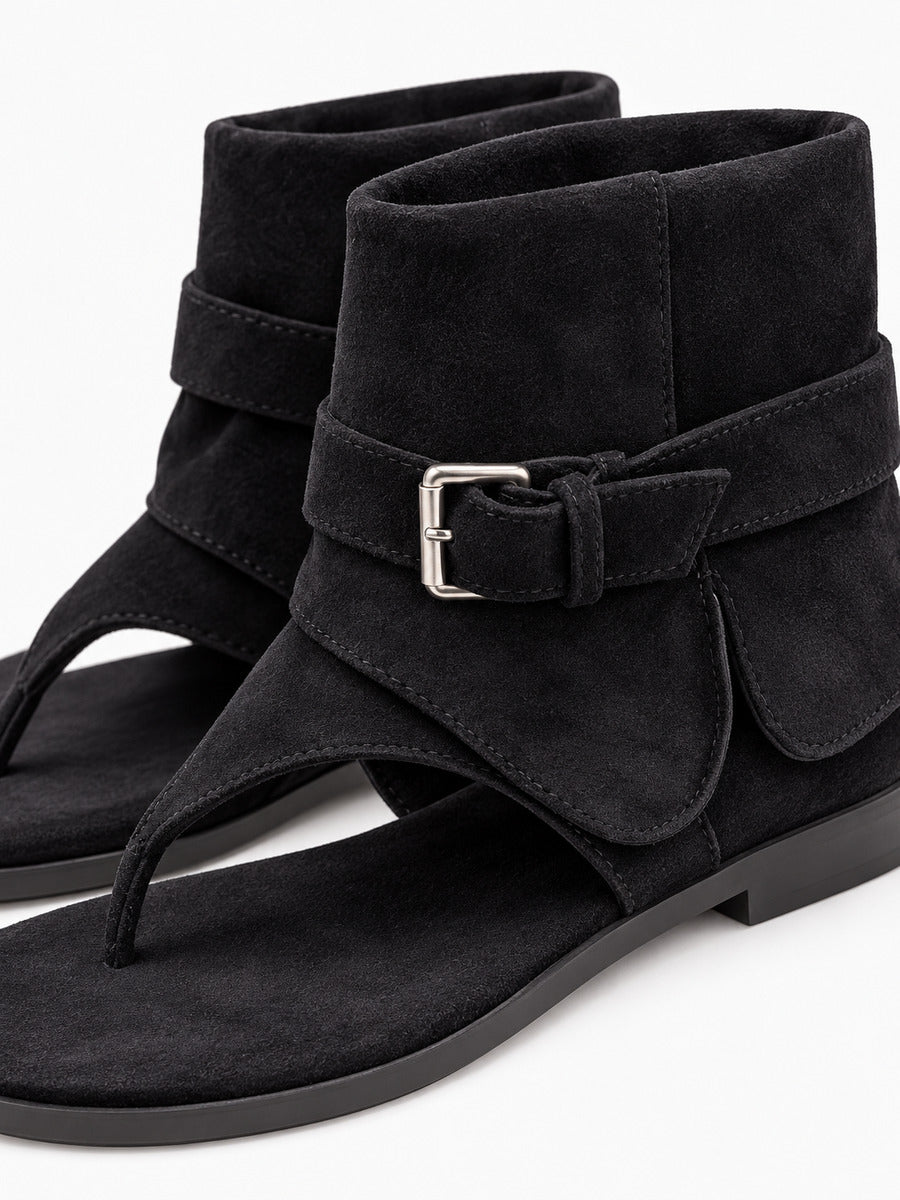 Françoise – Bottine plate femme – Noir — détail