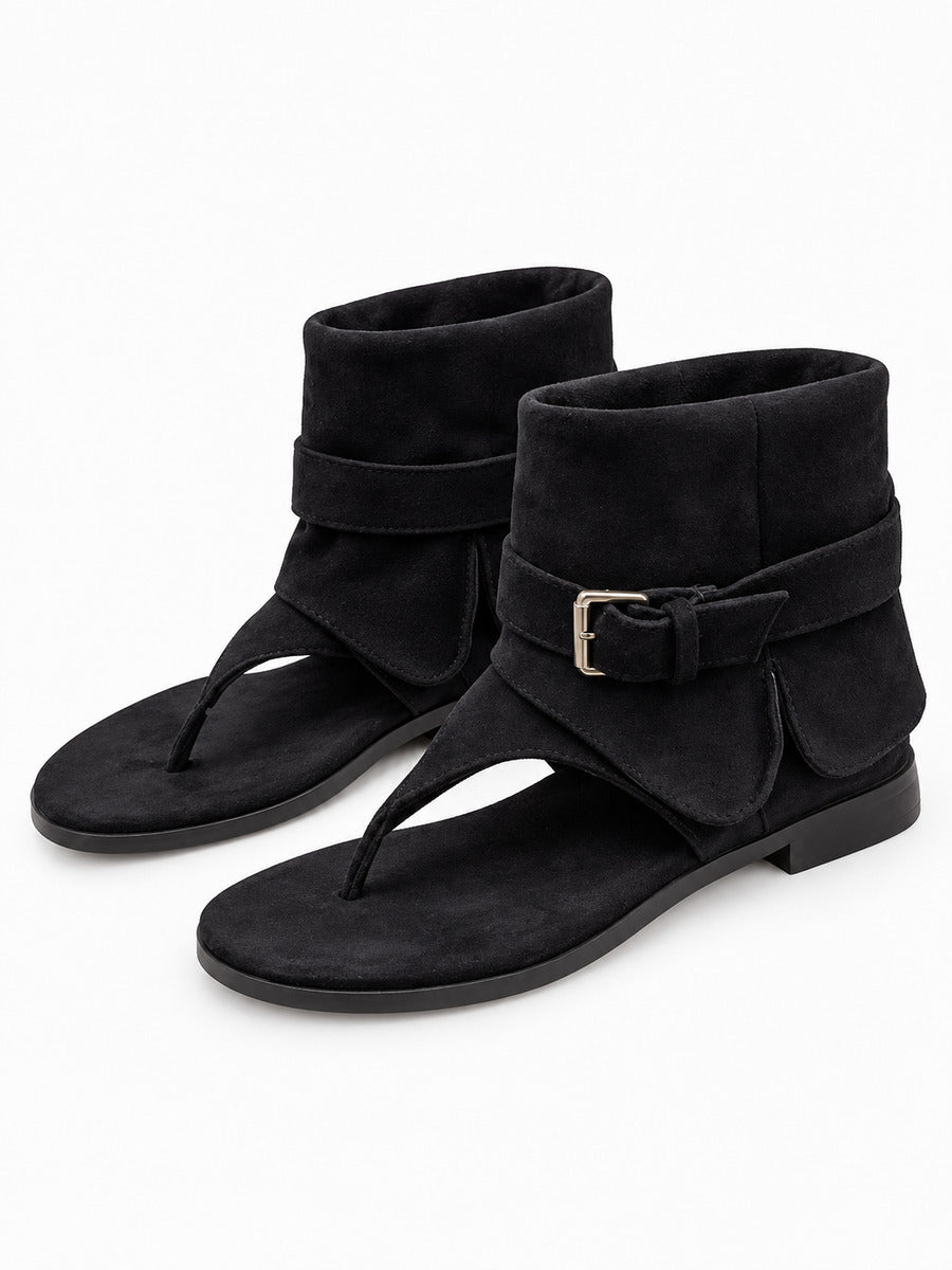 Françoise – Bottine plate femme – Noir — trois quarts