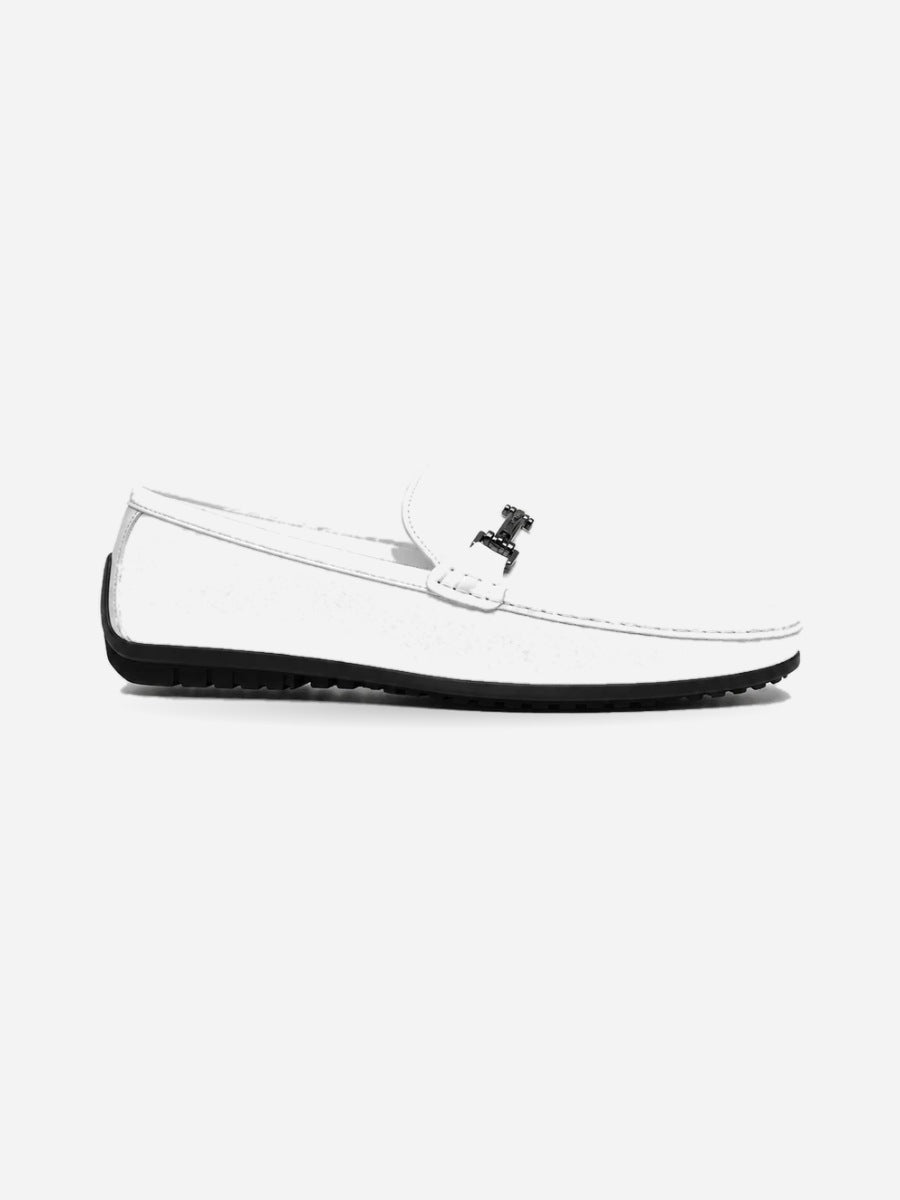Gabriel – Mocassin en cuir véritable homme – Blanc — profil droit