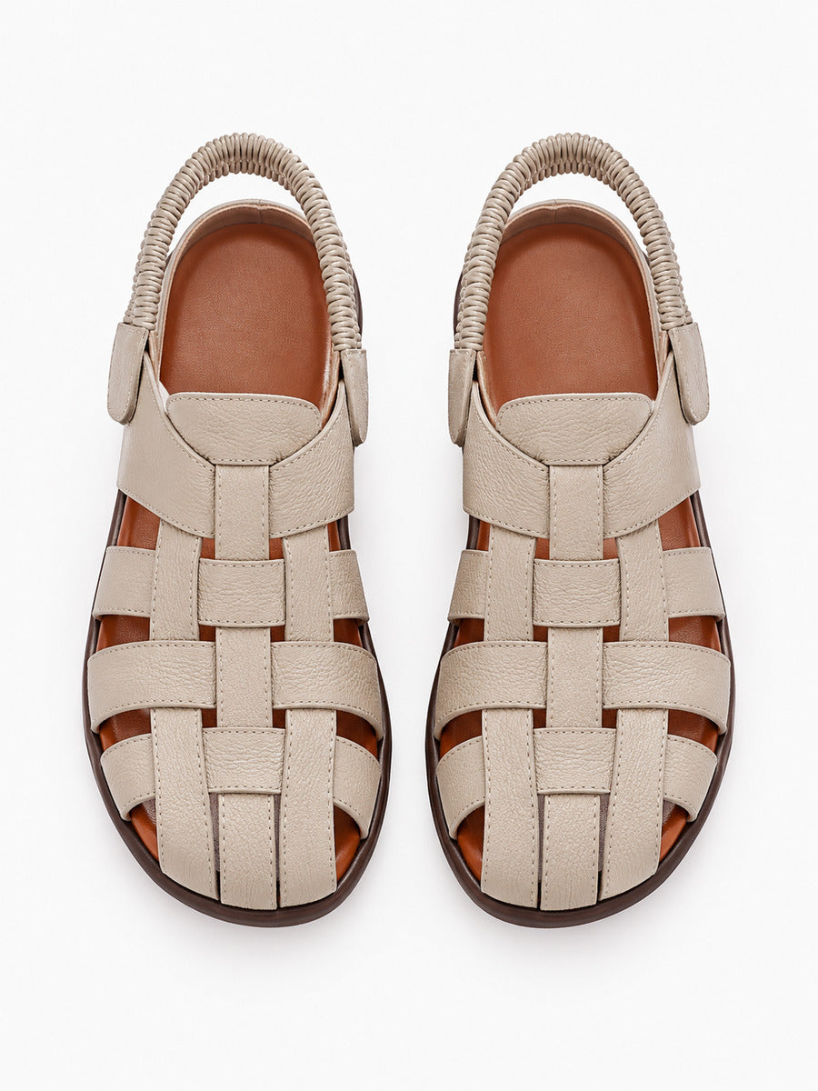 Gabriela – Sandale romaine femme – Beige — dessus