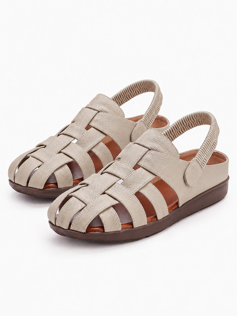 Gabriela – Sandale romaine femme – Beige — trois quarts