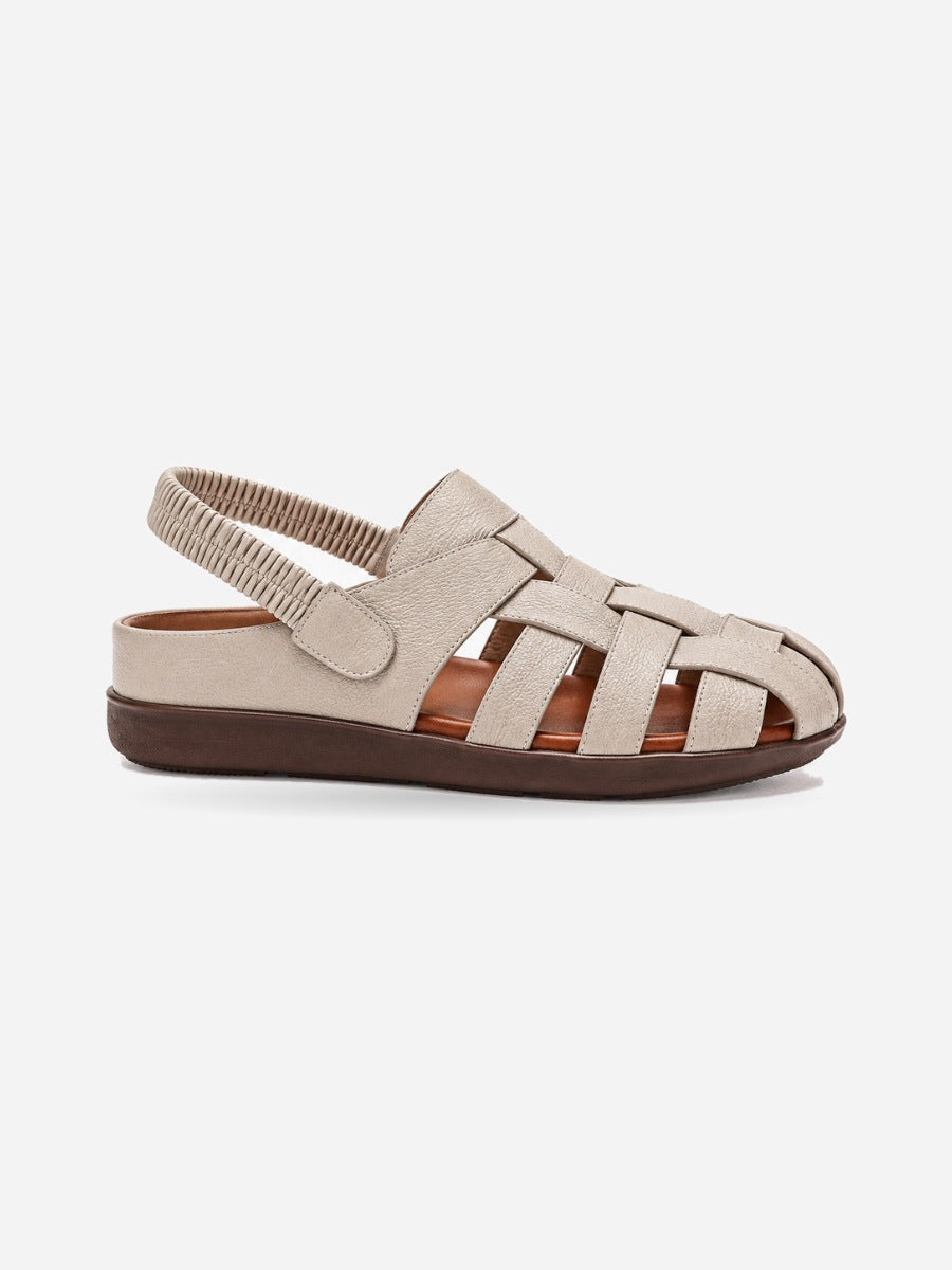 Gabriela – Sandale romaine femme – Beige — profil droit