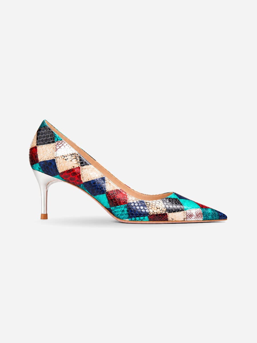 Gaëlle – Escarpin stiletto en cuir pointu femme – Multicolore — profil droit