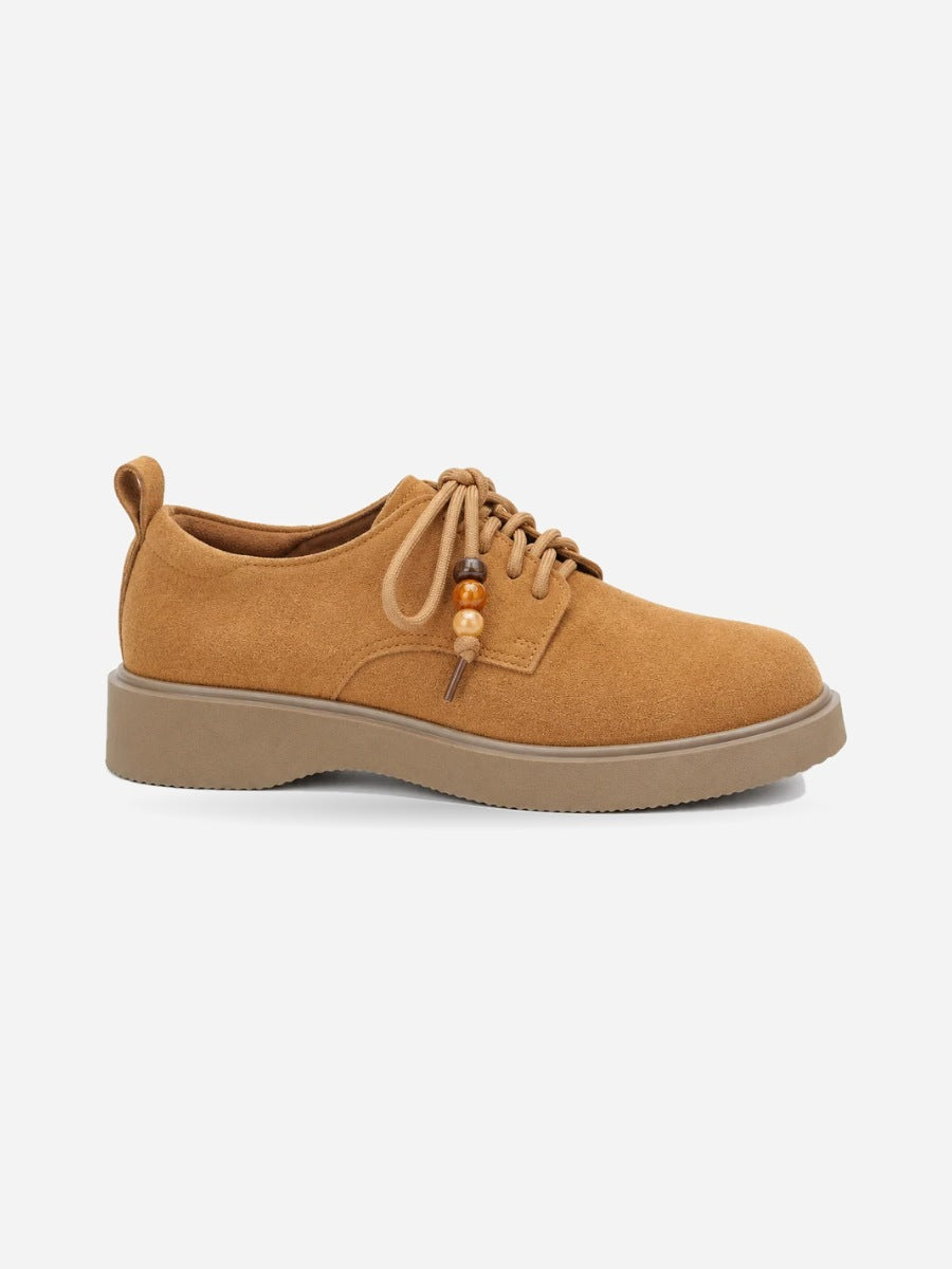 Garance – Mocassin en daim marron femme — profil droit