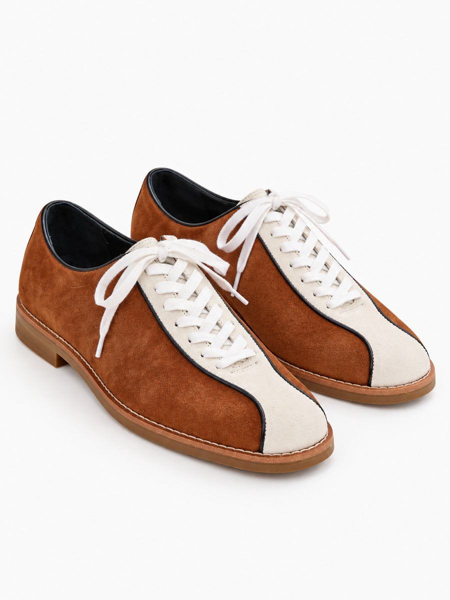Gaston – Chaussure derby en daim marron homme — paire 3/4