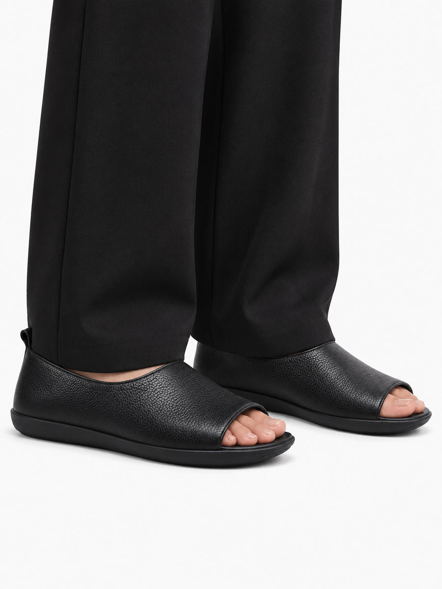 Gemma – Sandale en cuir femme – Noir — portée