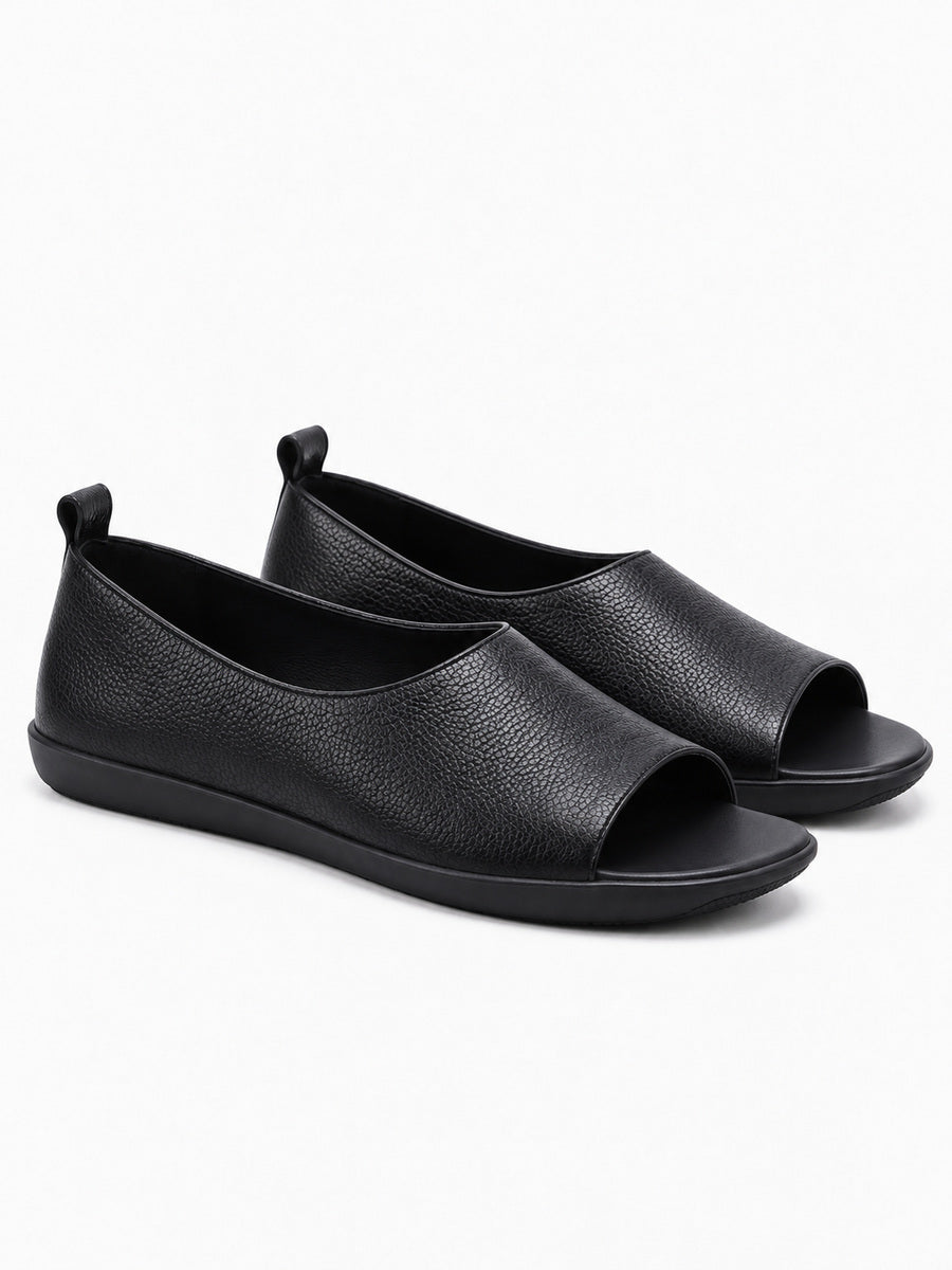 Gemma – Sandale en cuir femme – Noir — trois quarts