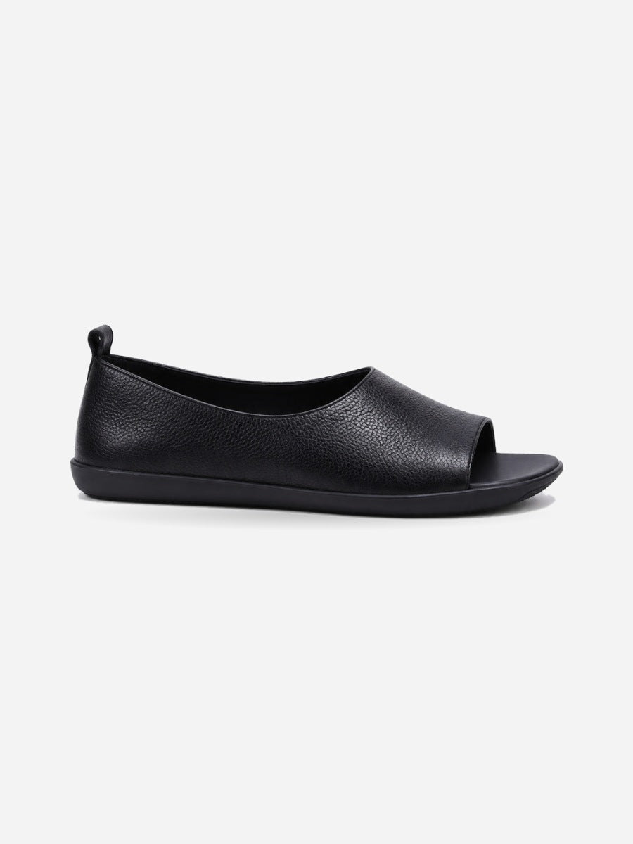 Gemma – Sandale en cuir femme – Noir — profil droit