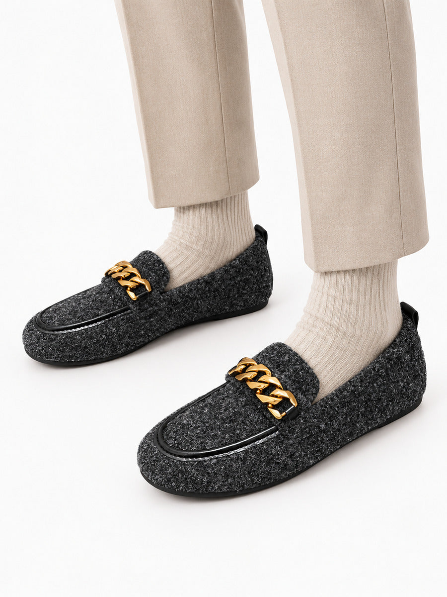 Geneviève – Mocassin en daim femme – Gris foncé