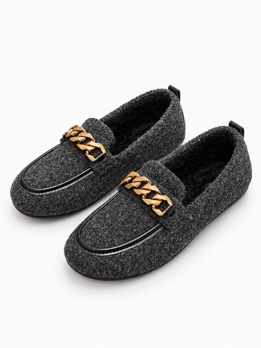 Geneviève – Mocassin en daim femme – Gris foncé