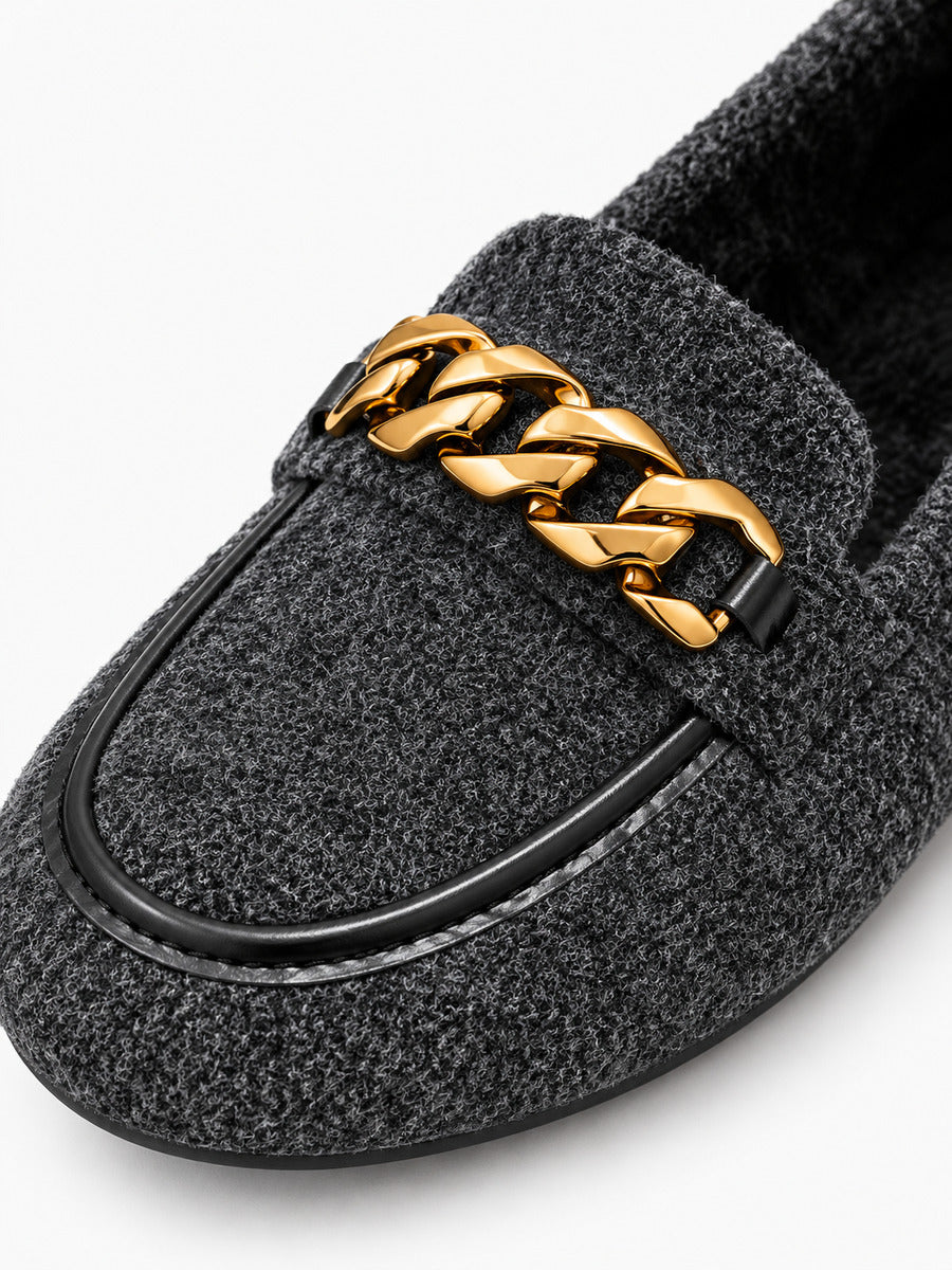 Geneviève – Mocassin en daim femme – Gris foncé