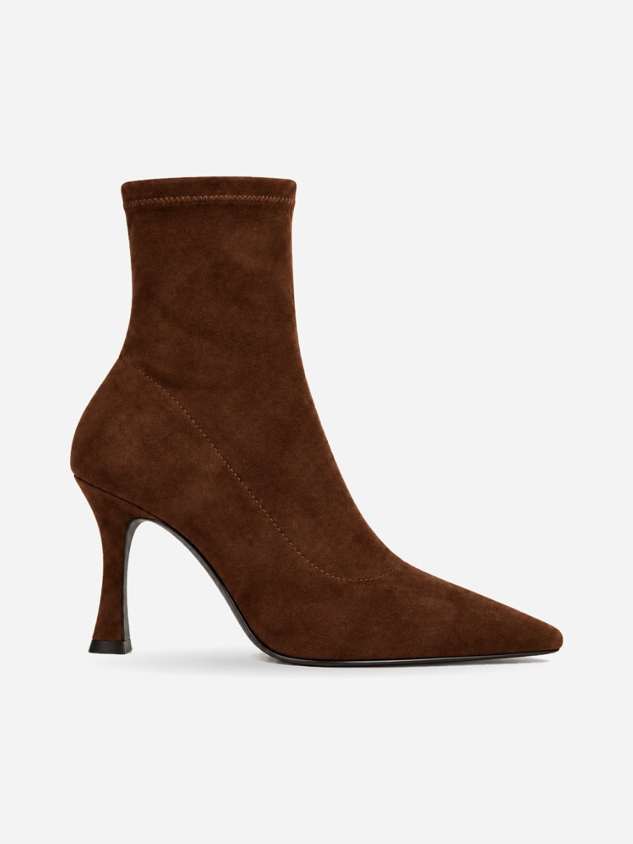 Ginevra – Bottine extensible à talon haut femme – Marron — profil droit