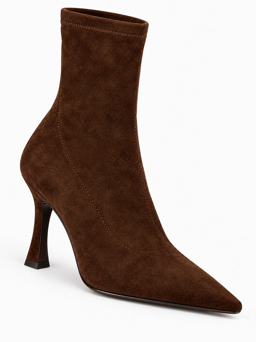 Ginevra – Bottine extensible à talon haut femme – Marron — détail