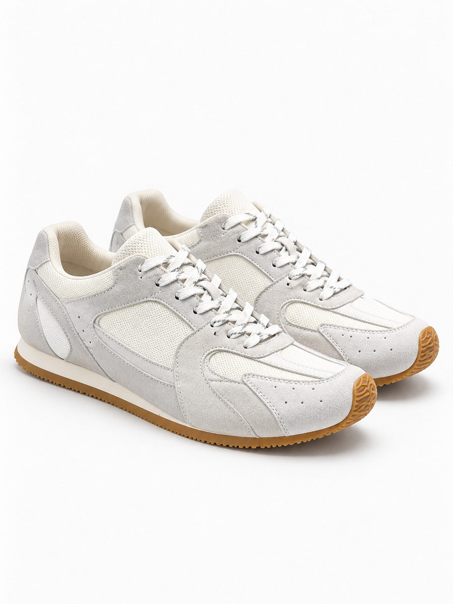 Giovanna – Chaussure plate en cuir femme – Blanc — paire vue trois-quarts