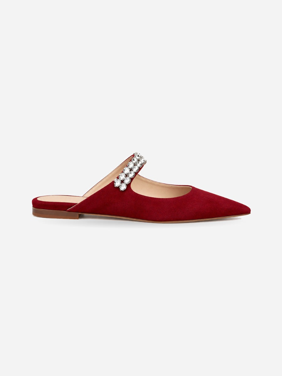Giulia – Mule en cuir à cristaux femme – Bordeaux — profil droite