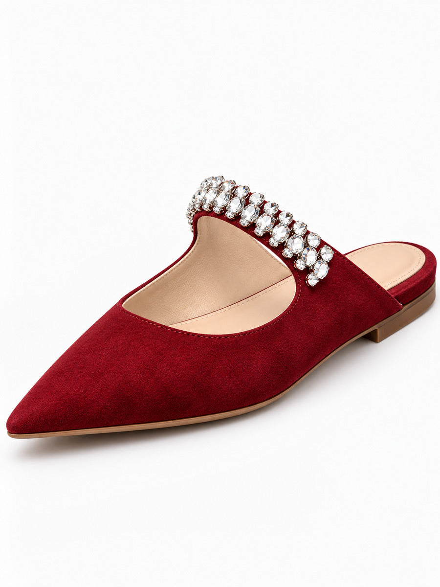 Giulia – Mule en cuir à cristaux femme – Bordeaux — détail