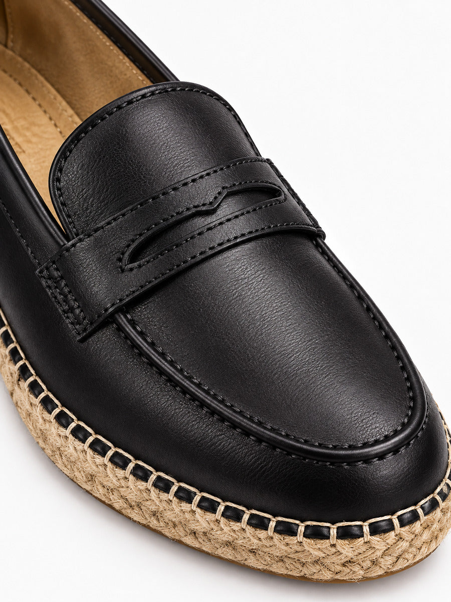 Guy – Mocassin en cuir noir homme — détail